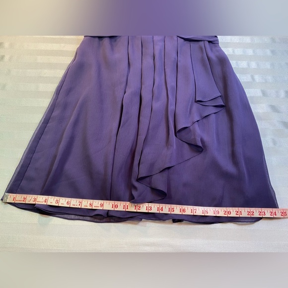 David's Bridal Strapless Short Dress Pleated Chiffon in Lapis Purple Sz 12 - Picture 9 of 16